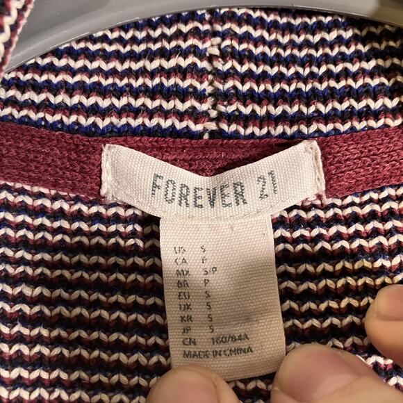 Forever 21 Cardigan Womens Small Boho Knit Aztec Open Sweater Pockets Layering - Picture 16 of 16